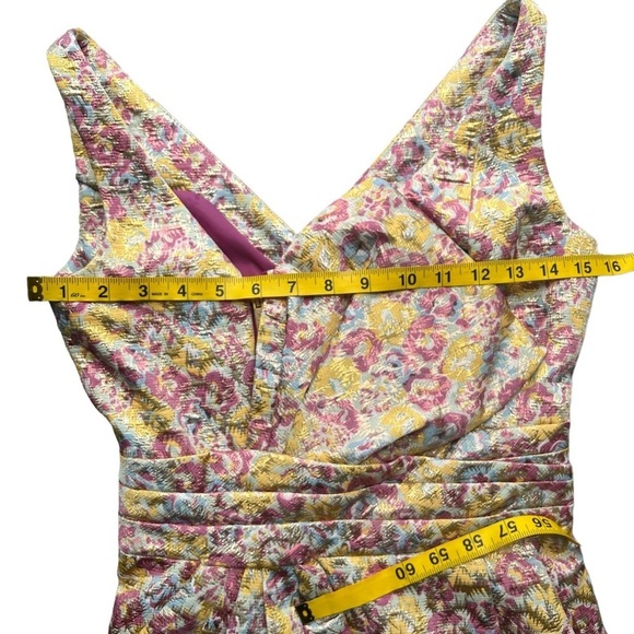 Zac Posen for Target Yellow Pink Metallic Floral Peplum Dress Women’s Size 1 - Picture 11 of 14